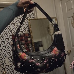 Ed Hardy Black Skull Studded Shoulder Bag